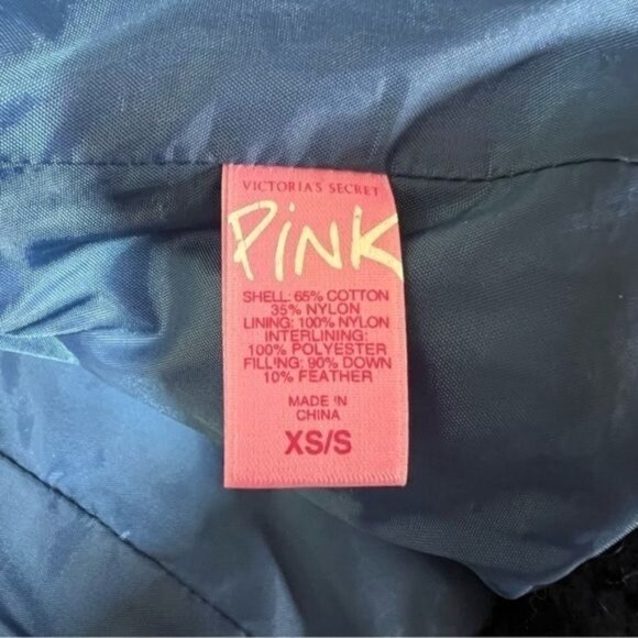 Pink Victoria’s Secret Blue Quilted Down Vest With Zipper Front Womens Sz XS/S - Picture 11 of 13